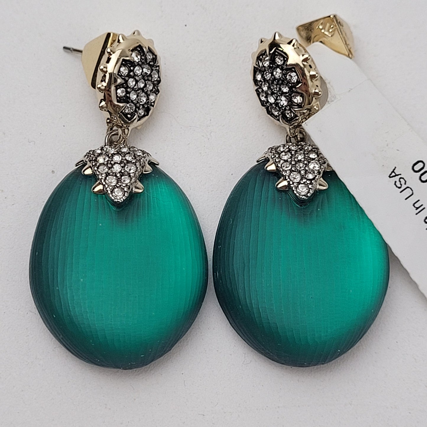 Alexis Bittar Lucite and Crystal Dangle Earrings 1 7/8" Drop Retail $235