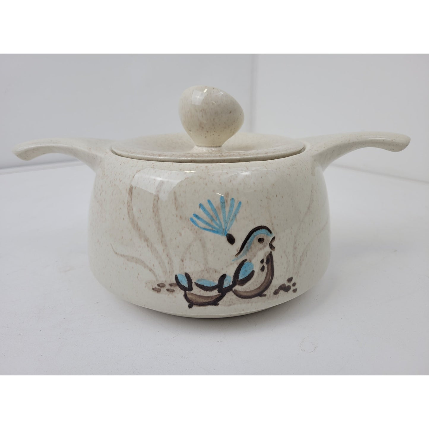 1950s MCM Pair of Red Wing Pottery "Bob White" Tureens Casserole Dishes