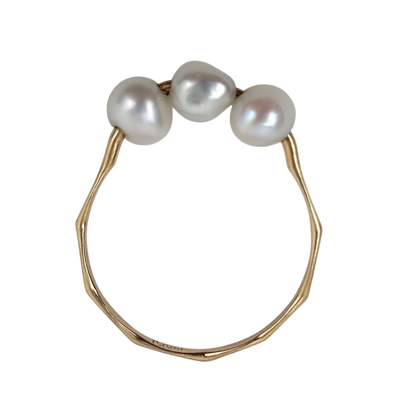 14K Yellow Gold Freshwater Pearl Ring Sz 5.5