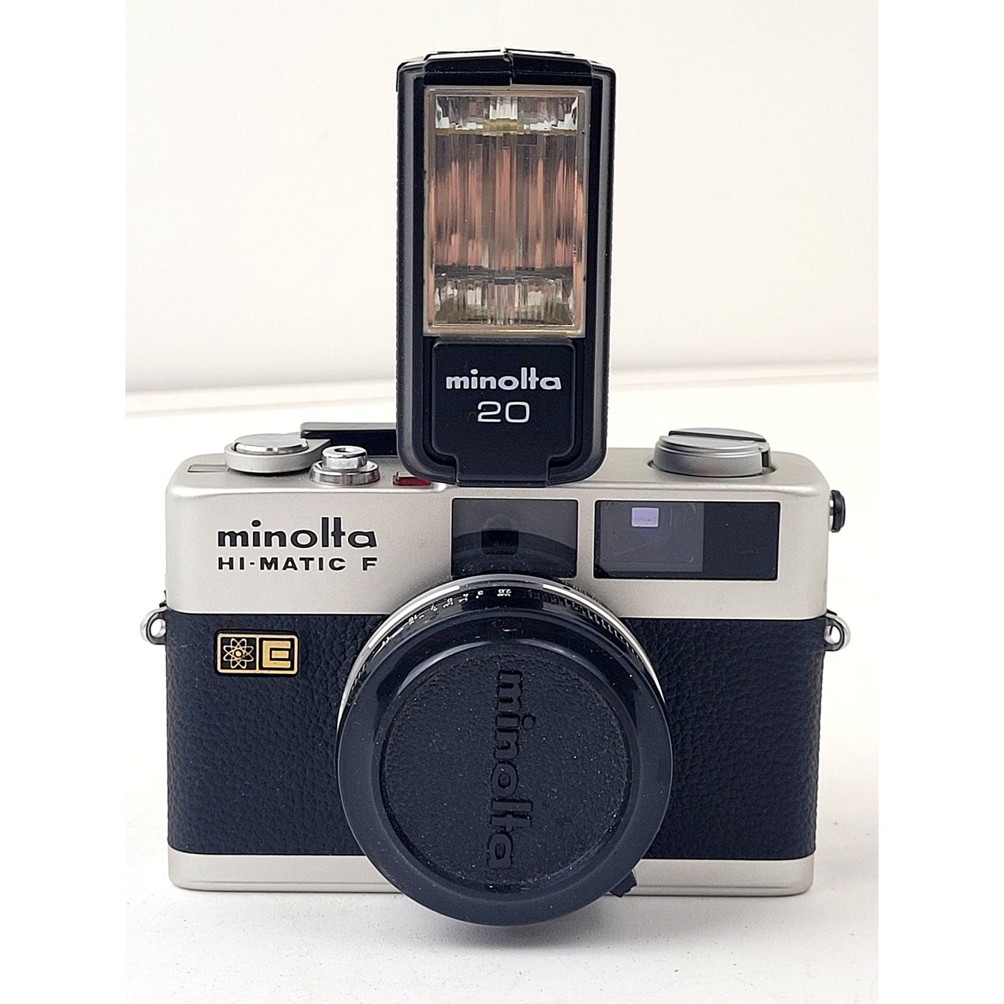 Minolta Hi-Matic F Film Camera w Flash, Case & Owner's Manual