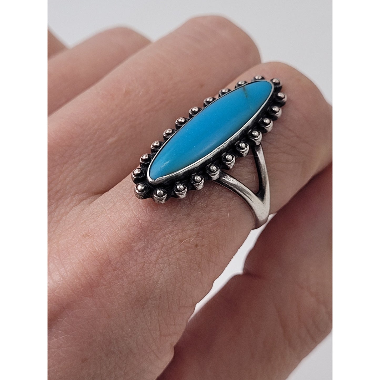 Navajo Sterling Silver Turquoise Ring - Size 8 1/4 - 5.12 grams