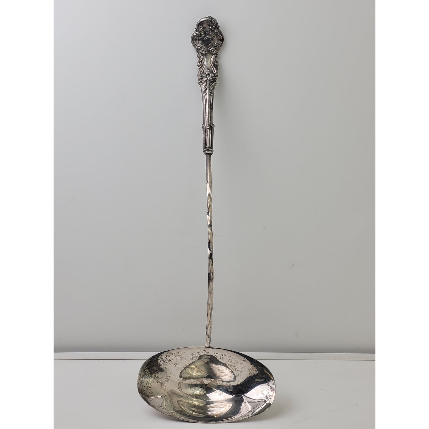 Antique Punch Ladle Intricate Handle Pattern Long Twisted Stem | 17 1/4"