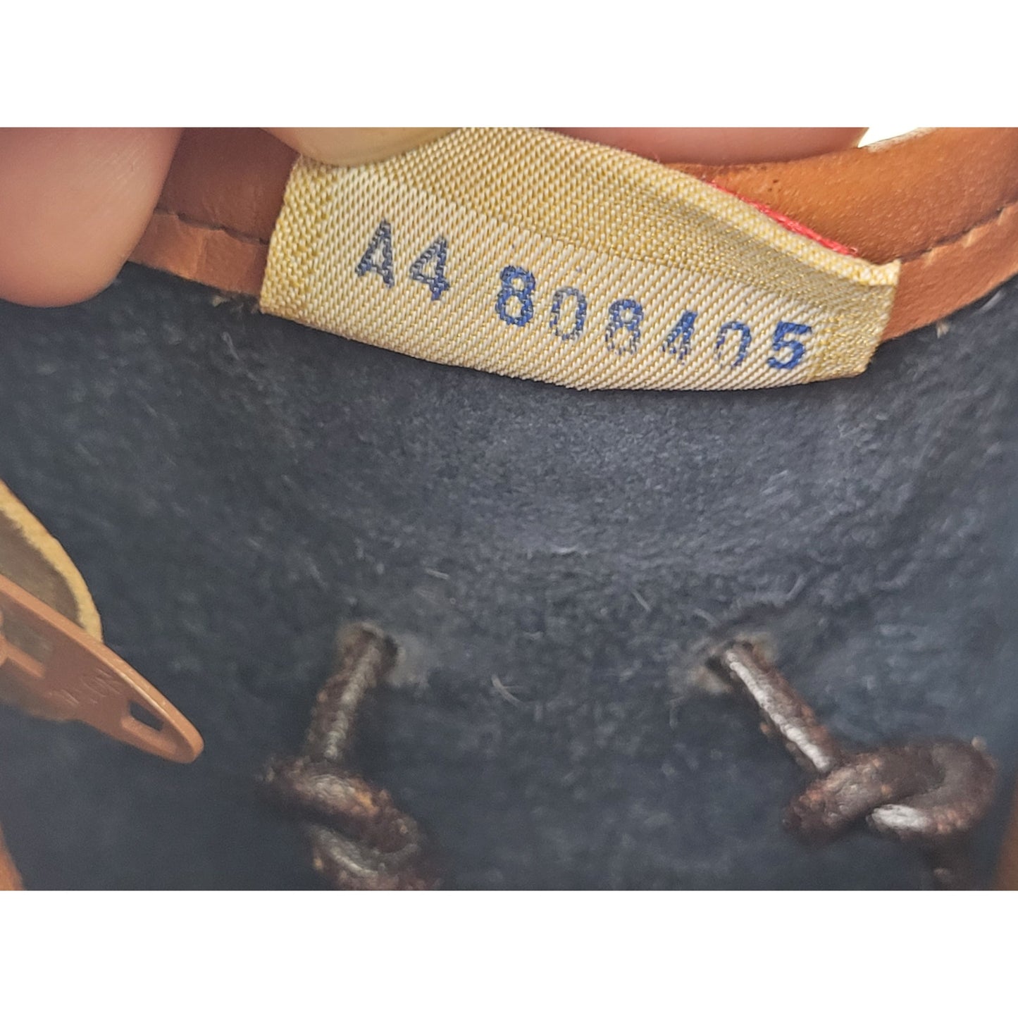 Vintage Dooney & Bourke All-Weather Leather Satchel Navy Blue, Tan, & Brass