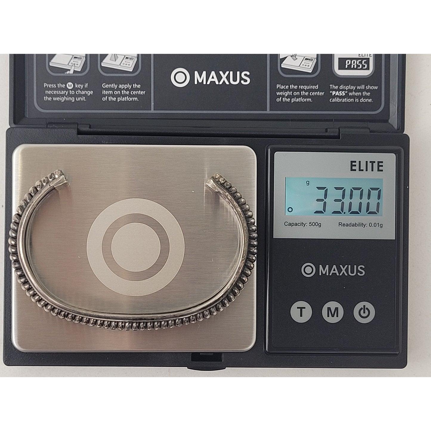 Sterling Silver Cuff Bracelet sz M/L 33g