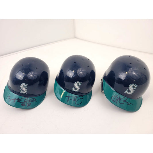 1997 MLB Seattle Mariners Mini Batting Helmets Signed by Athletes - Set of 3
