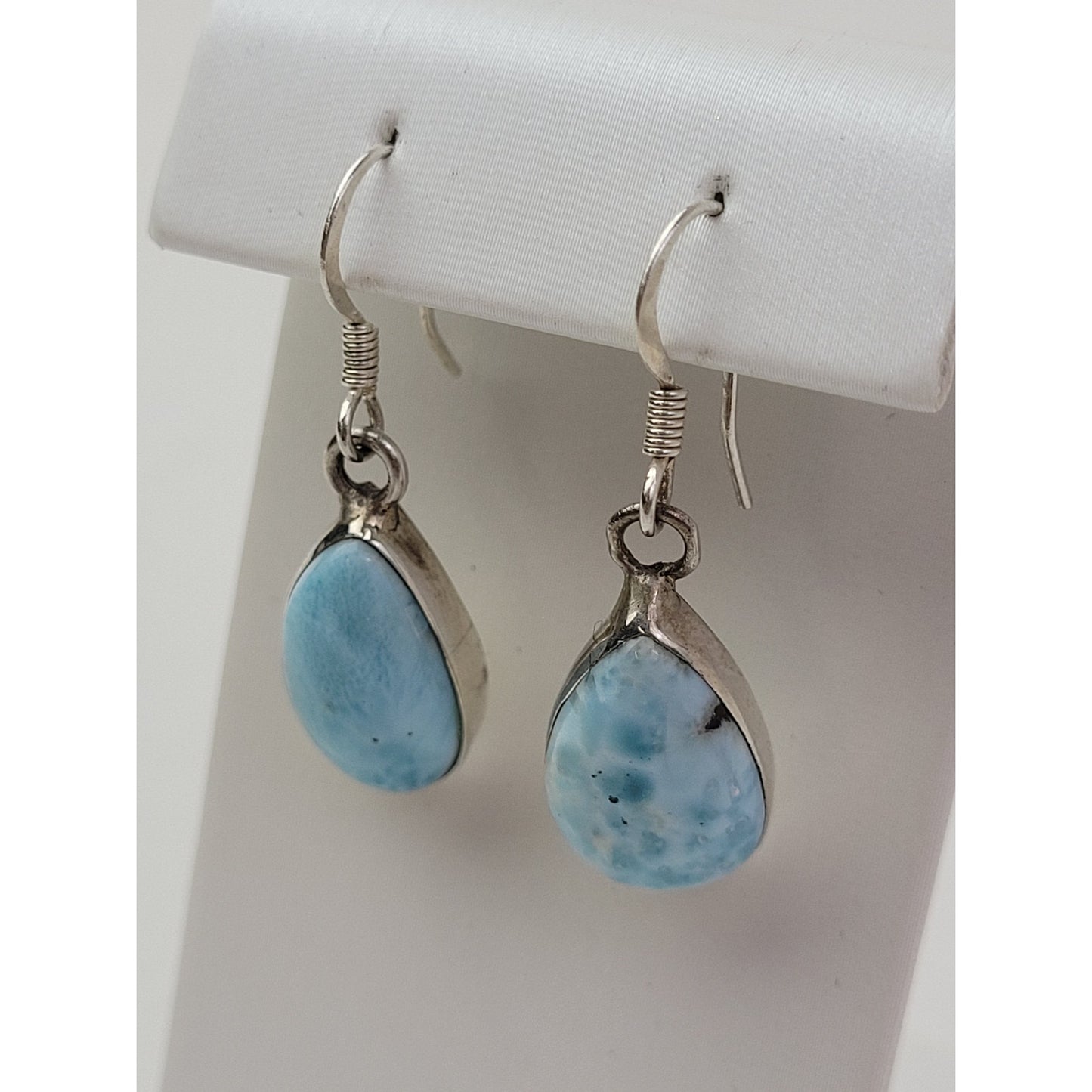 Sterling Silver 925 Larimar Upper Arm Cuff Bracelet & Earrings Set