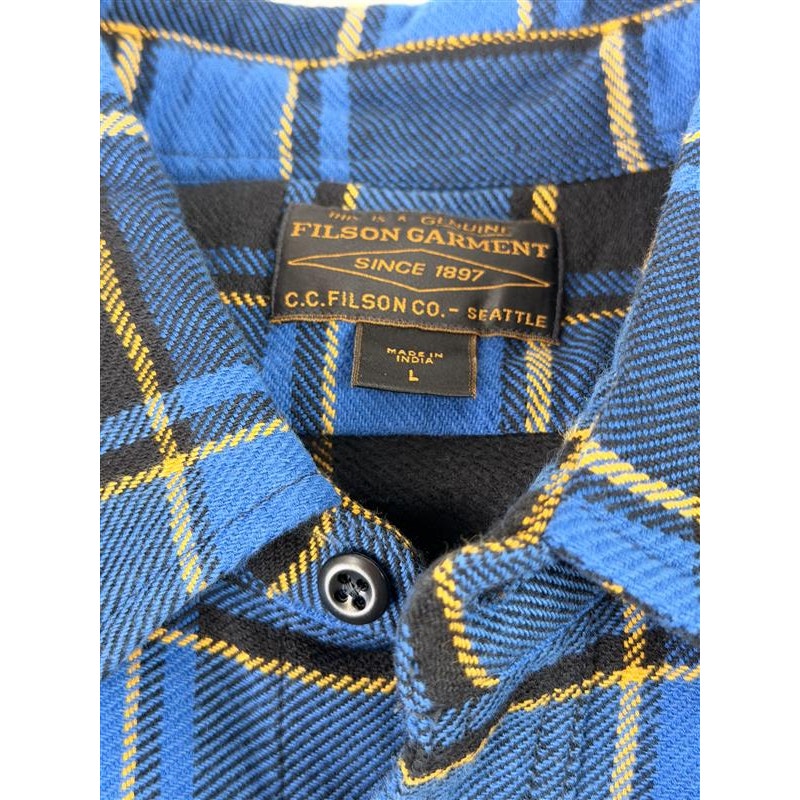 Filson Vintage Style Flannel Blue and Black Work Shirt Men's Sz L
