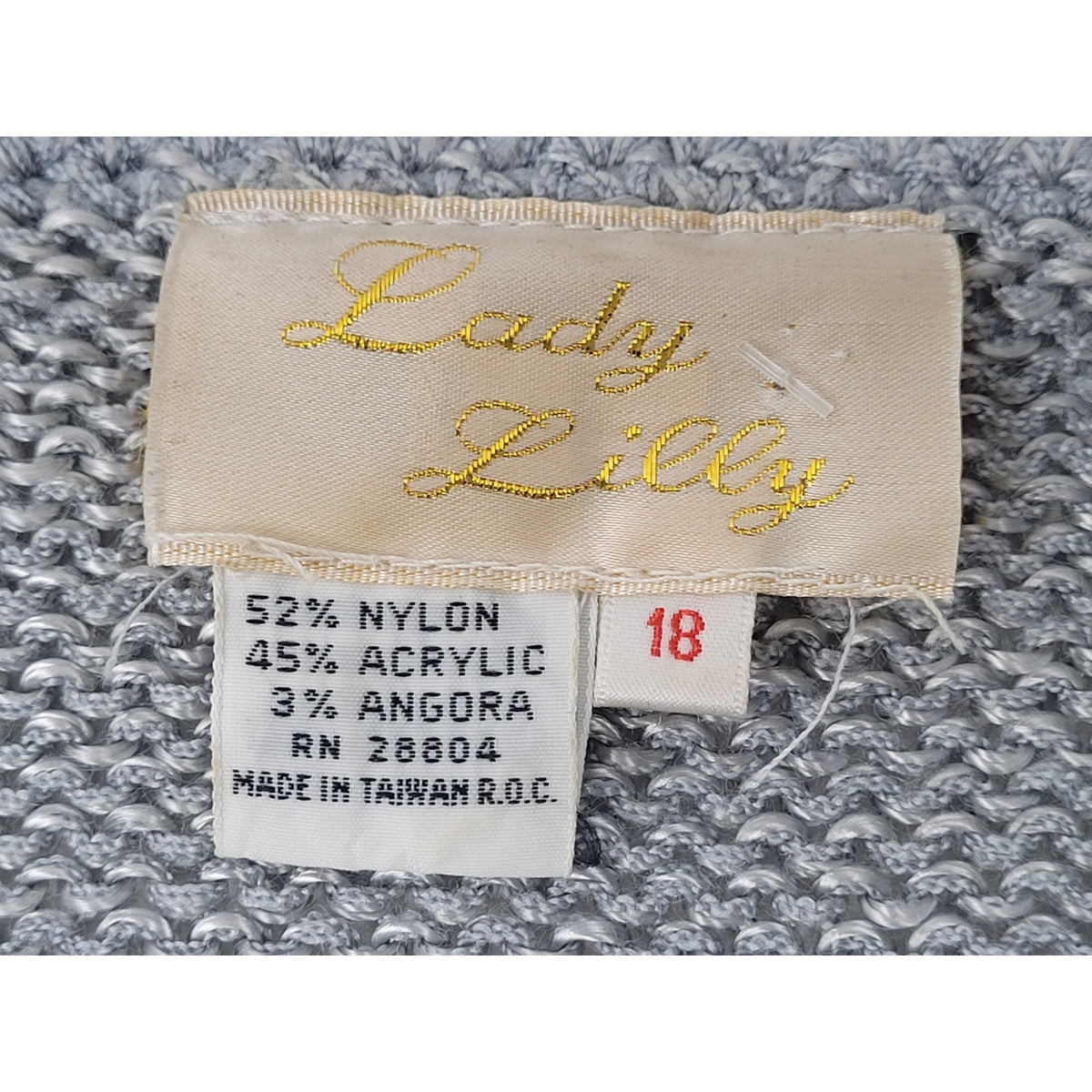 Vintage 80s Lady Lily Abstract Design Grey & White Sweater Angora Women's Sz M/L