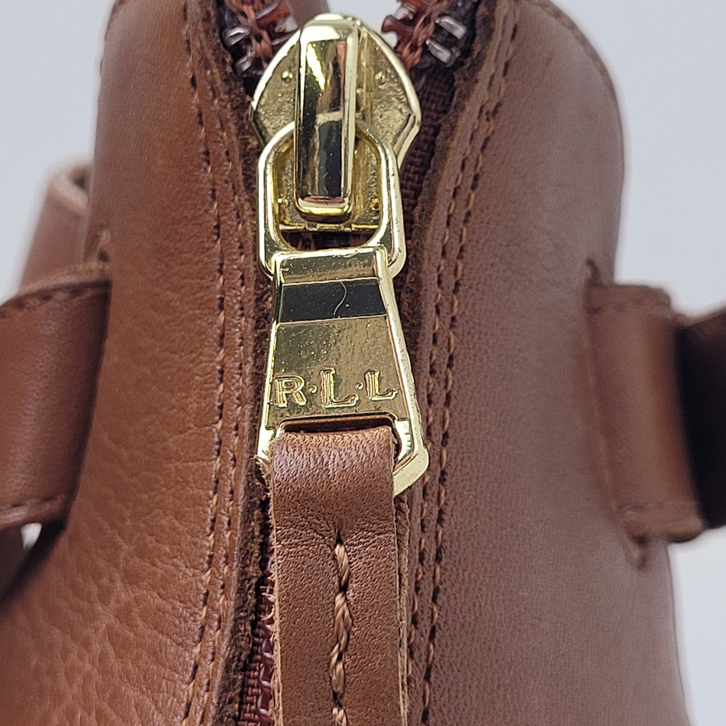 Ralph Lauren Fiana Polo Tan Cognac Leather Open Toe Booties Sz 9