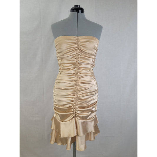 VTG Jessica McClintock Strapless Satin Bodycon Mini Dress USA Y2K Sz S