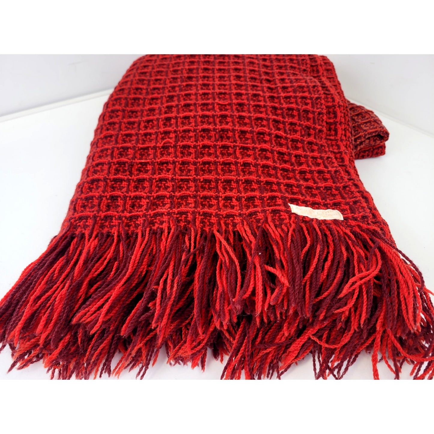 Vintage MCM Pendleton Red 100% Virgin Wool Knit Blanket