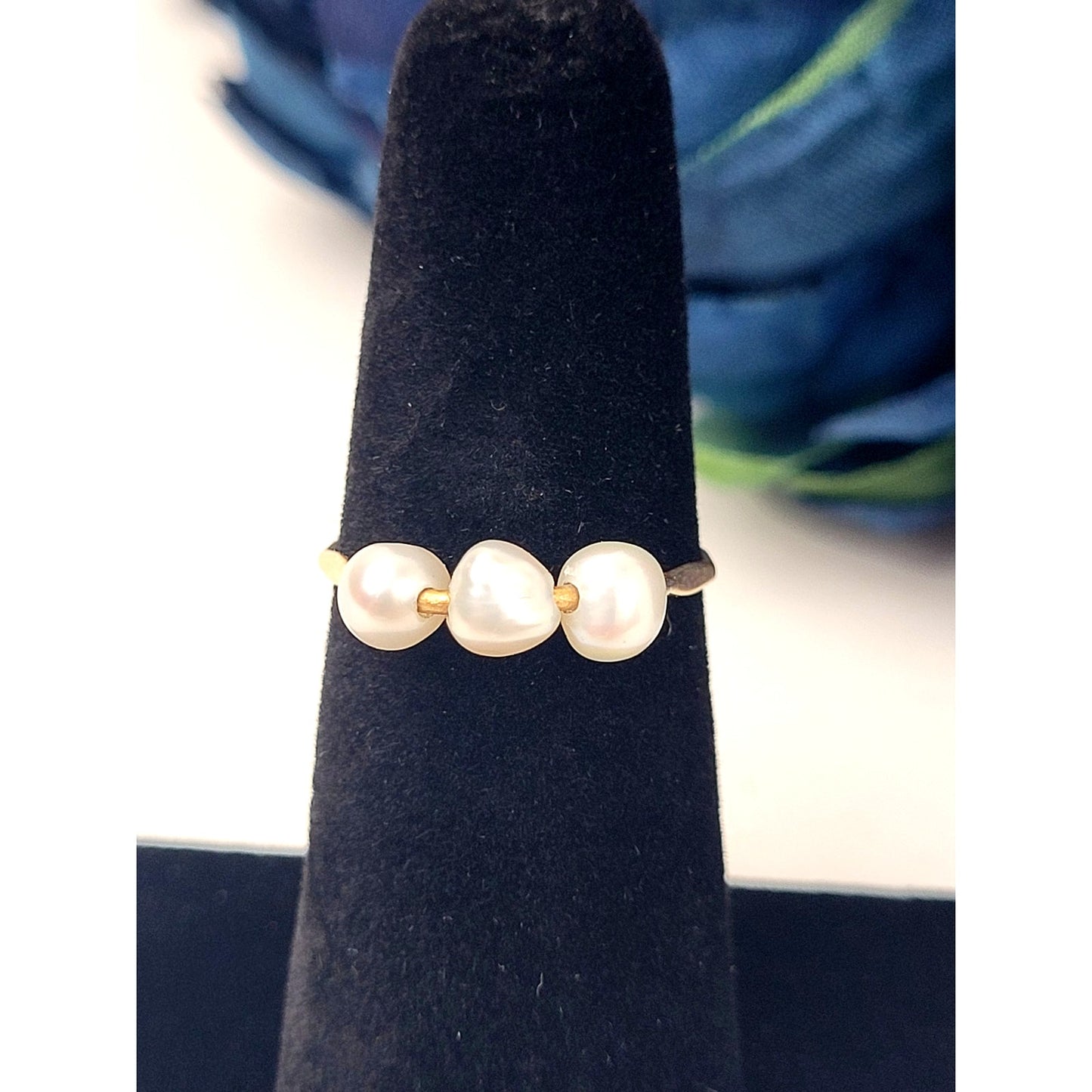 14K Yellow Gold Freshwater Pearl Ring Sz 5.5
