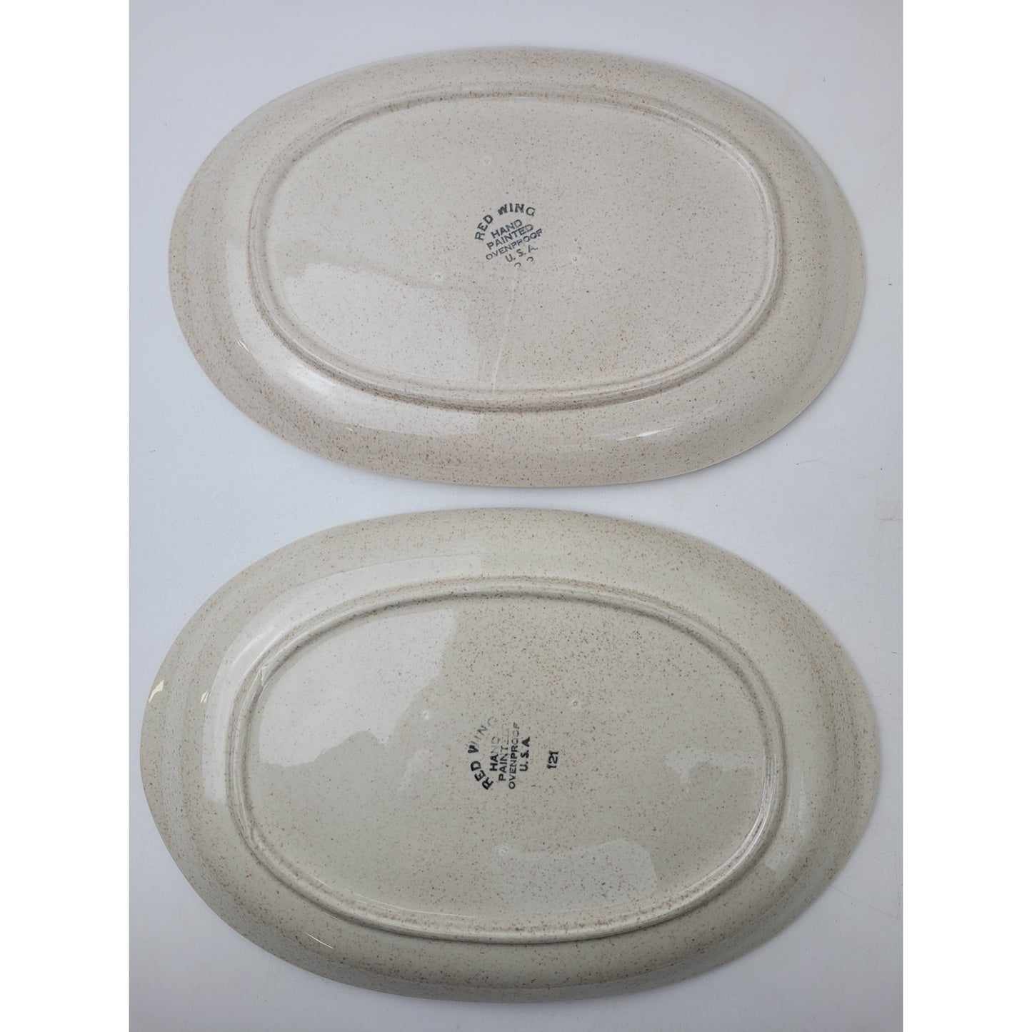 Vintage "Bob White" by Red Wing Pottery Serving Platters, Bowl & Nut Dish