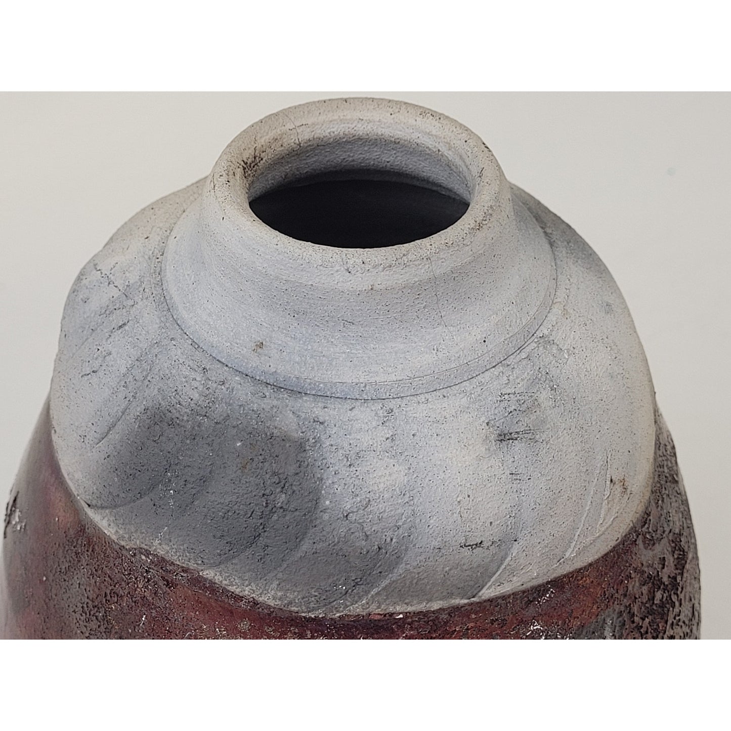 Raku Metallic Glaze Pottery Vase 8 1/4" Tall Unsigned