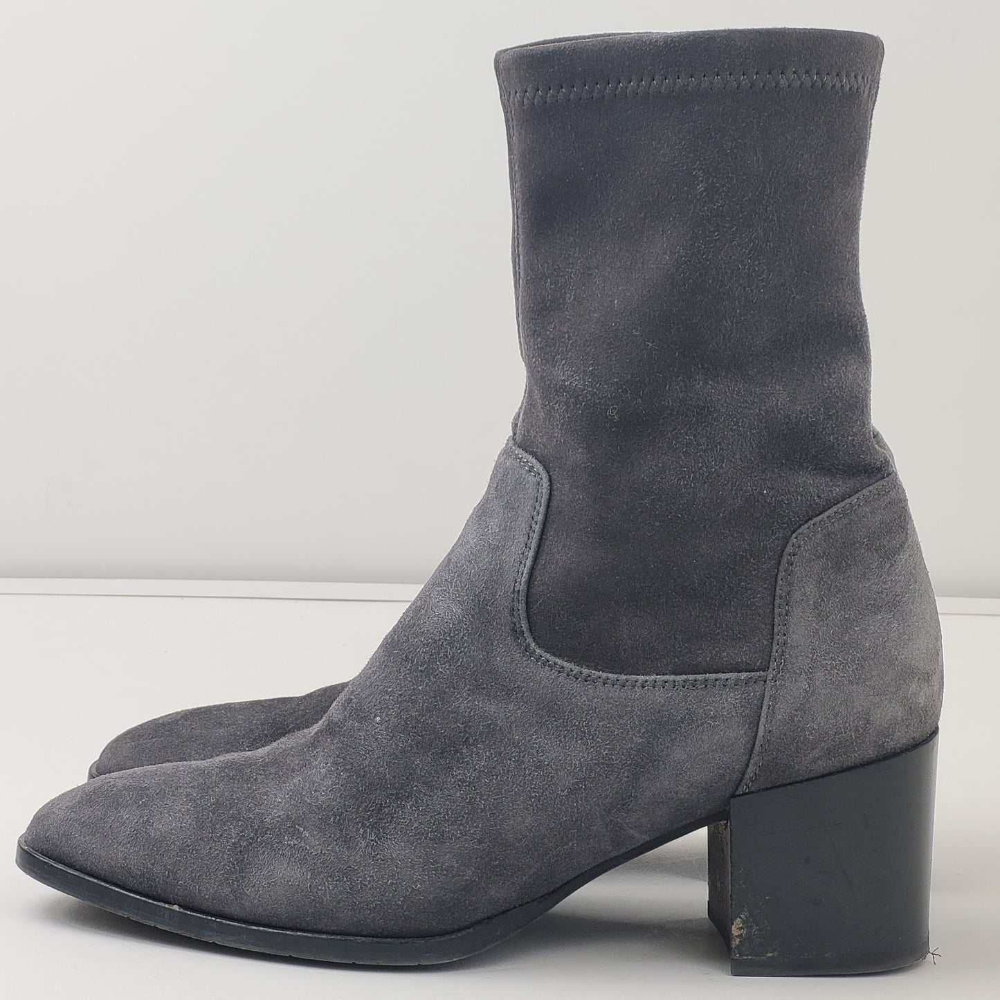 AQUATILIA Grey Suede Side Zip Heeled Boots Sz 9