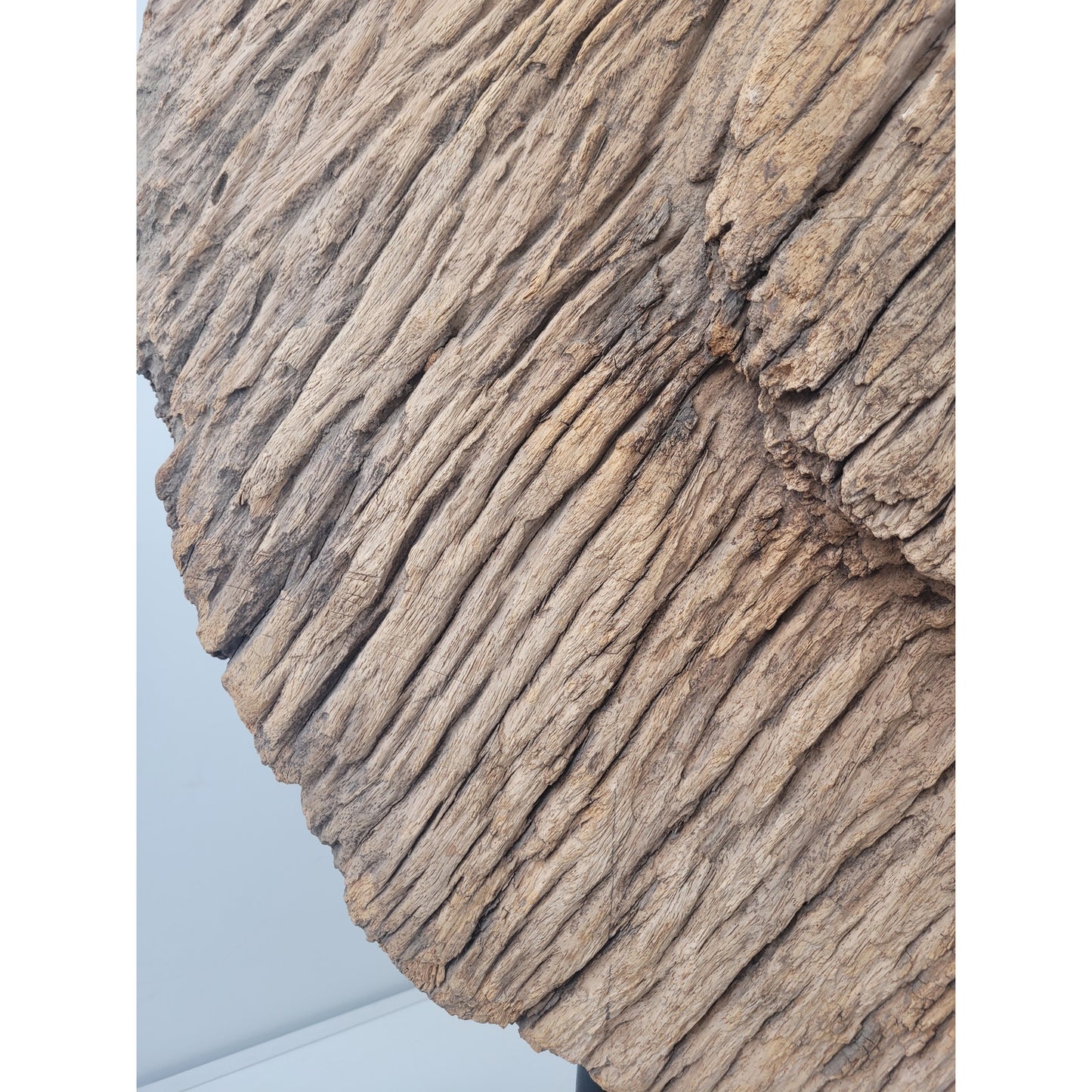 Antique Rustic Large Wooden Oxen Cart Wheel Sculpture on Stand