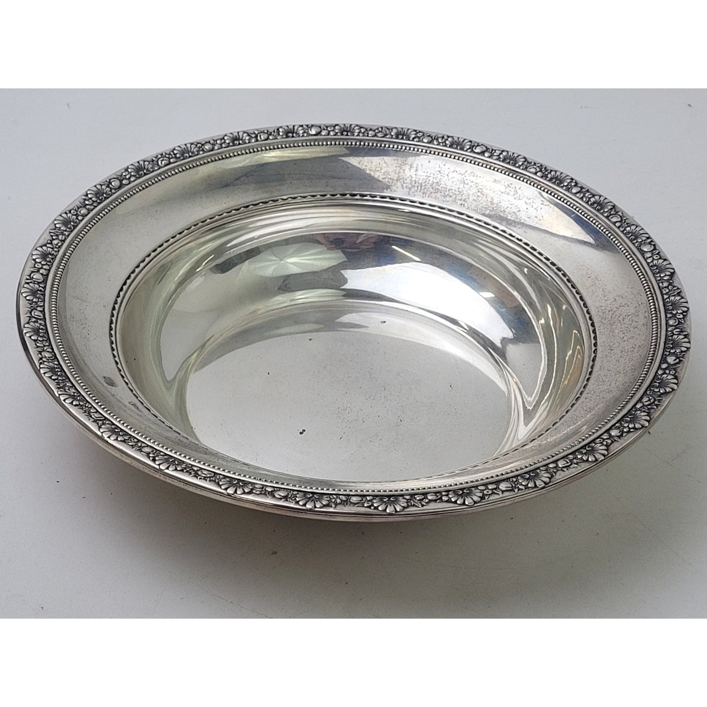 Medici Sterling Silver 10" Diameter Bowl w Decorative Trim 2 1/8" H | 10.5 Oz