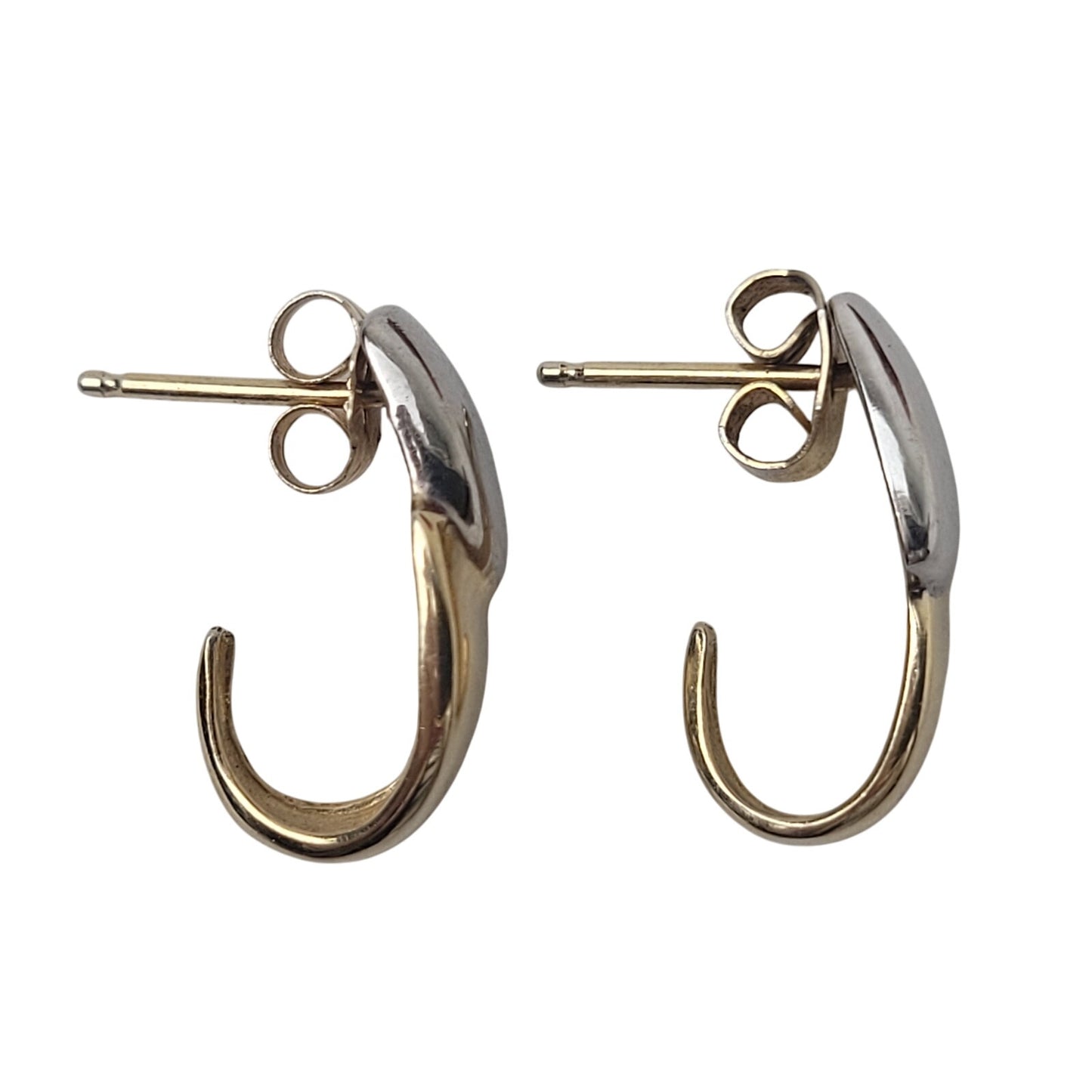 14K Yellow & White Gold 5/8" Length Geometric Earrings 2.45 Grams