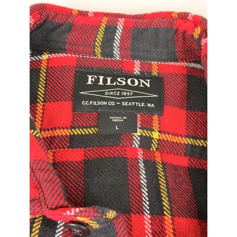 Filson Vintage Style Flannel Red and Black Work Shirt Men's Sz L