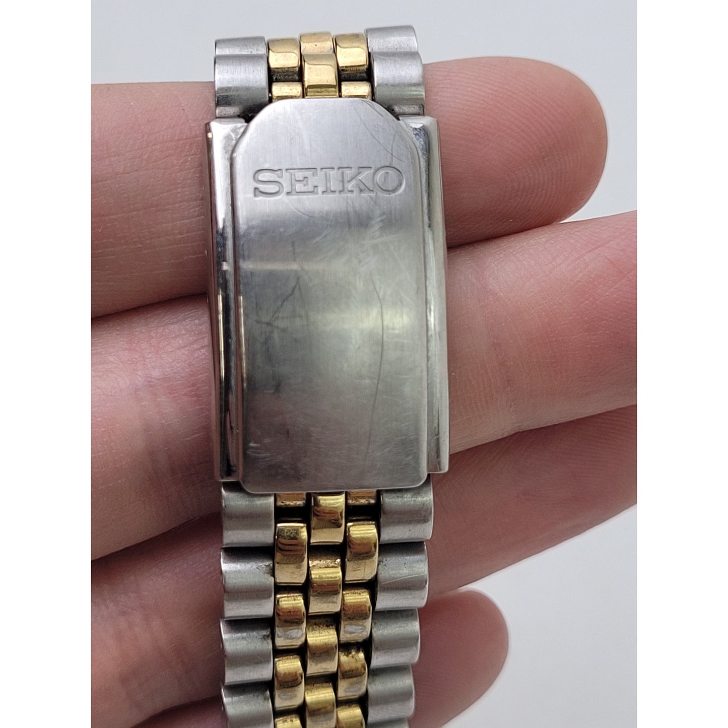 VTG Seiko Gold & Silver President Quartz 7N43-8111 White Dial Day Date | Works