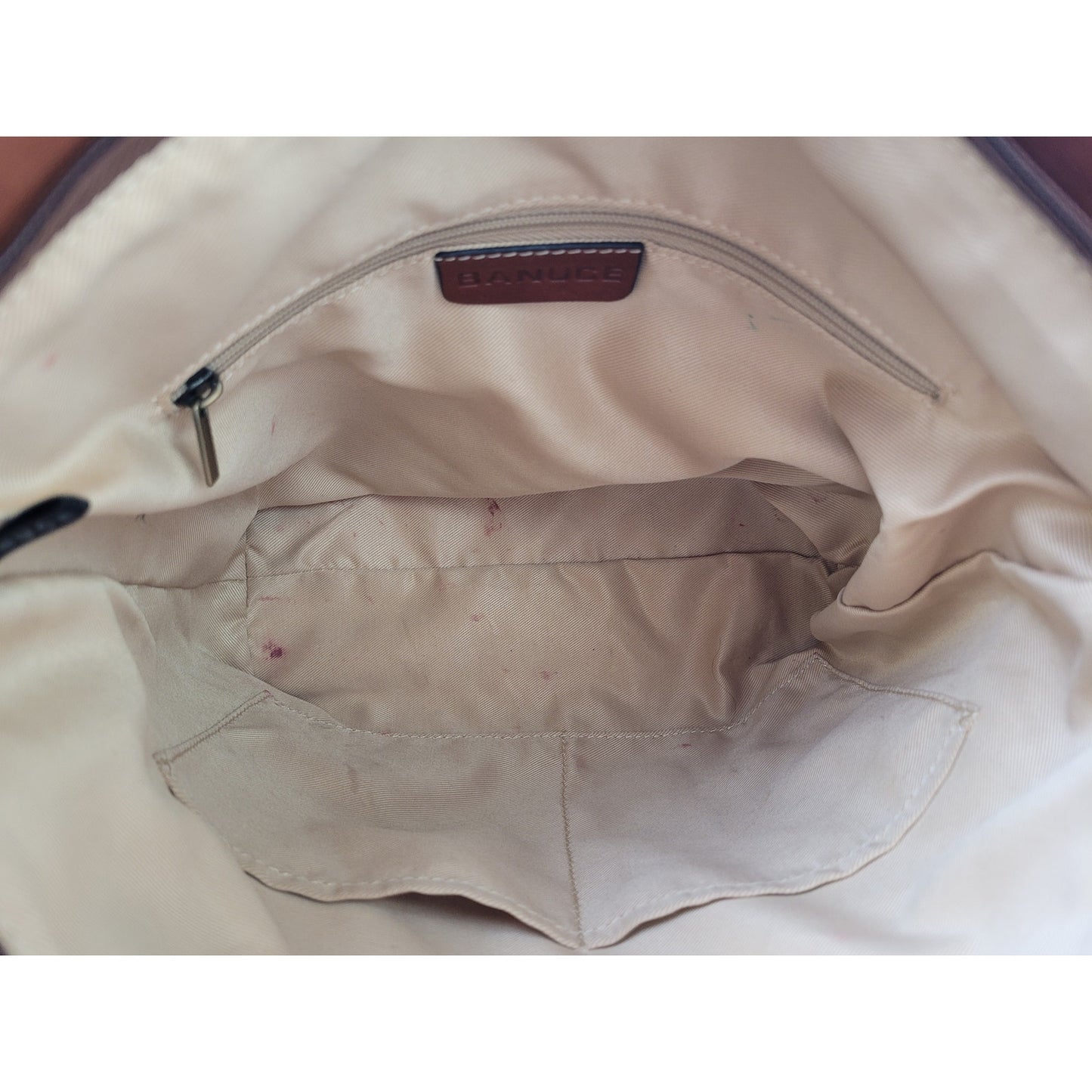 Banuce Full Grain Brown Italian Leather Hobo Bucket Bag w Brass Hardware