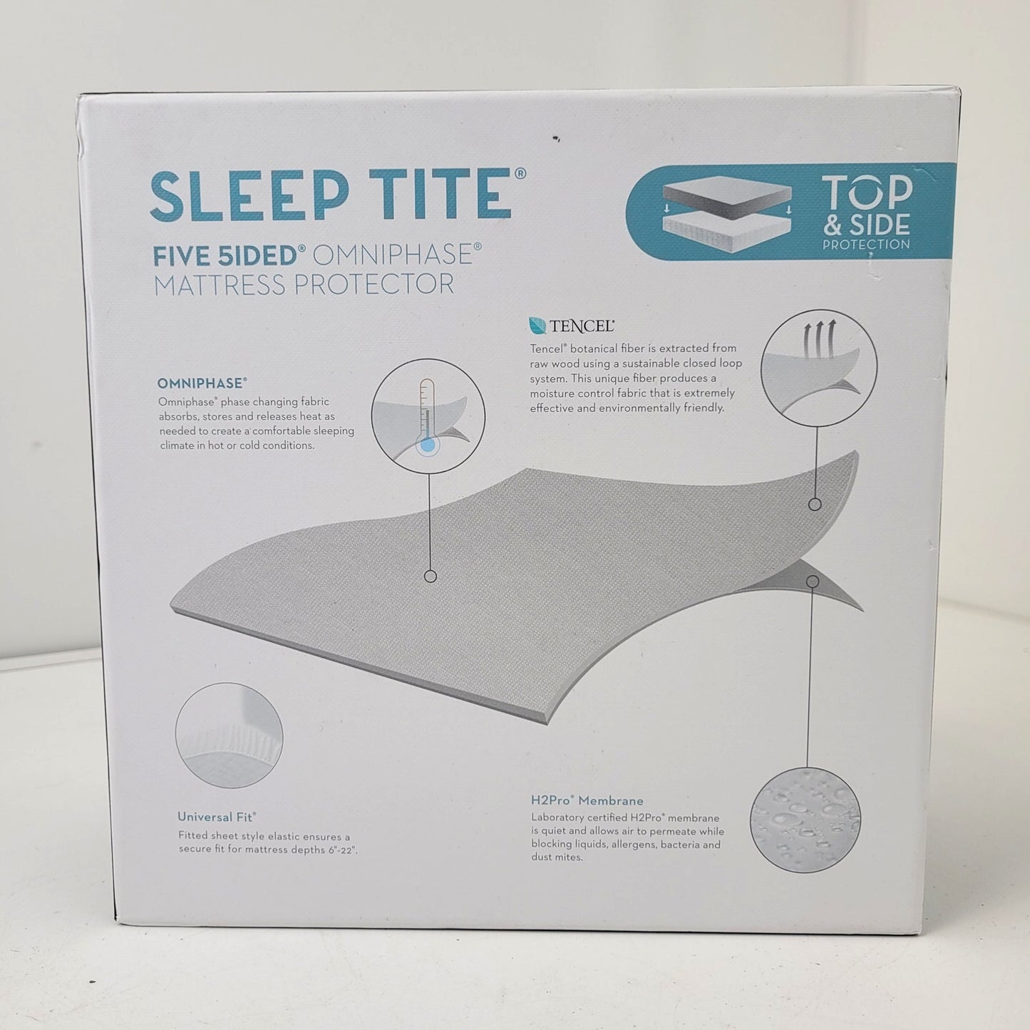 Malouf Sleep Tite Five-Sided Omniphase Mattress Protrector 100% Waterproof Queen