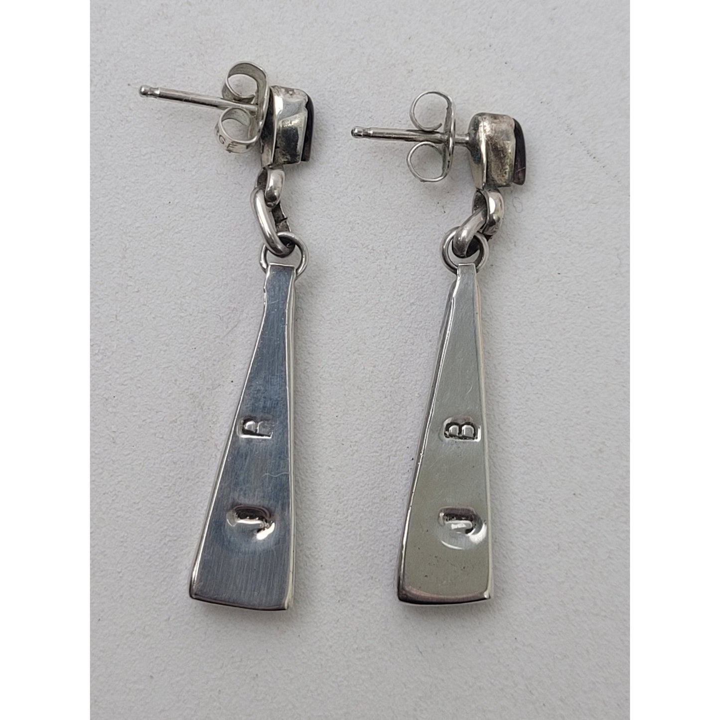 Handmade Native American Zuni Sterling Silver Earrings Multi-Stone Inlay