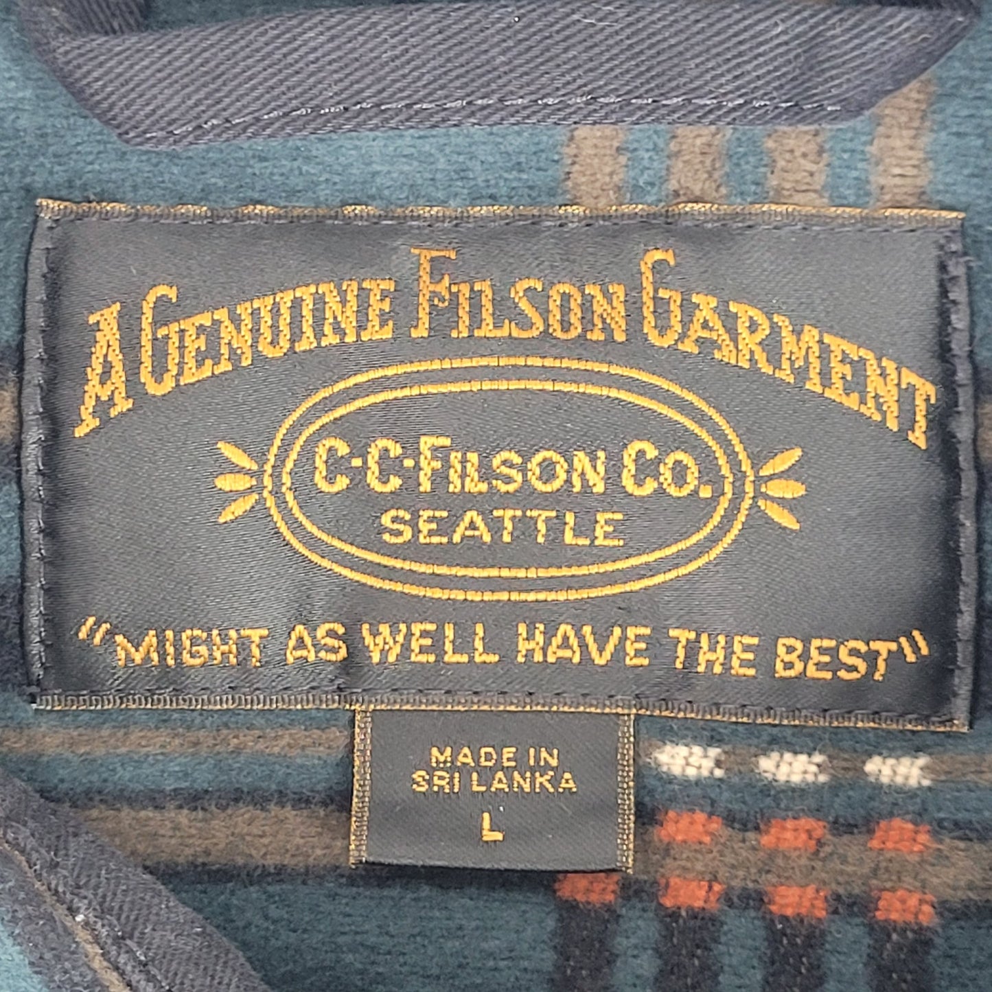 Filson Beartooth Jac-Shirt Teal & Orange Plaid Men's Sz L