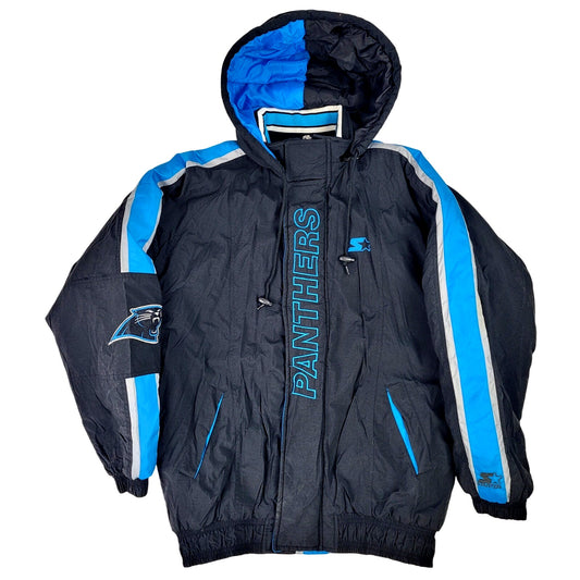 VTG 90s Oversized Carolina Panthers Starter Jacket Pro Line Hooded Men's Sz M
