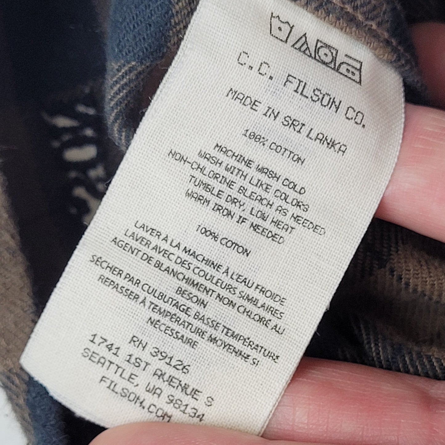 Filson Alaskan Guide Flannel Shirt Brown & Black Plaid | Men's Sz L