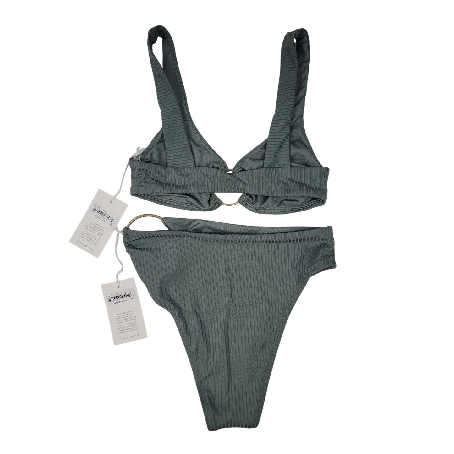 Vitamin A High Cut Bikini 2-Piece Green Swim Suit Sz S NWT MSRP: $210