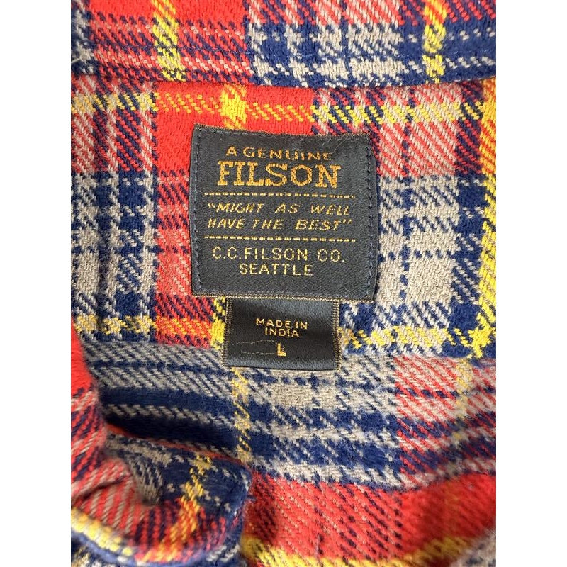 Filson Vintage Style Flannel Blue, Red, and Yellow Work Shirt Men's Sz L