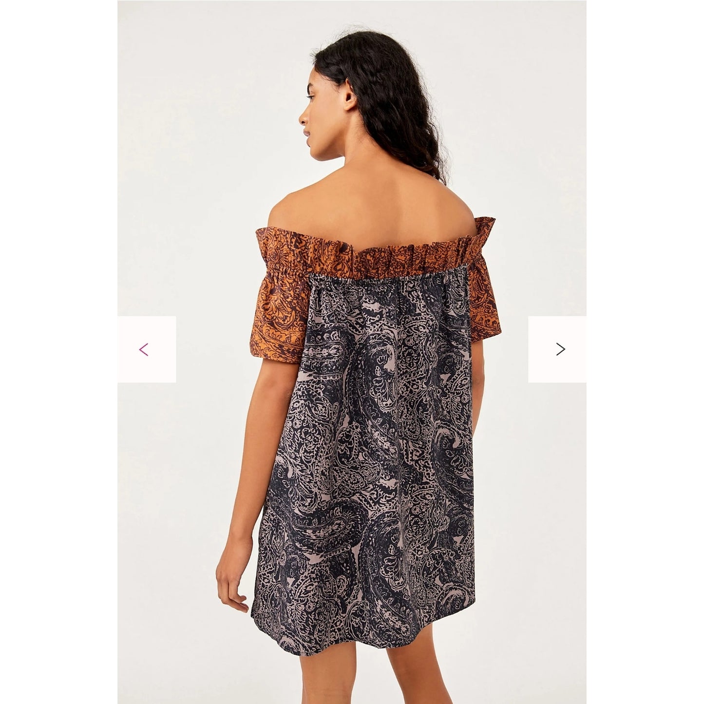 Free People Sophie Printed Off-the-Shoulder Mini Dress Women's Sz L