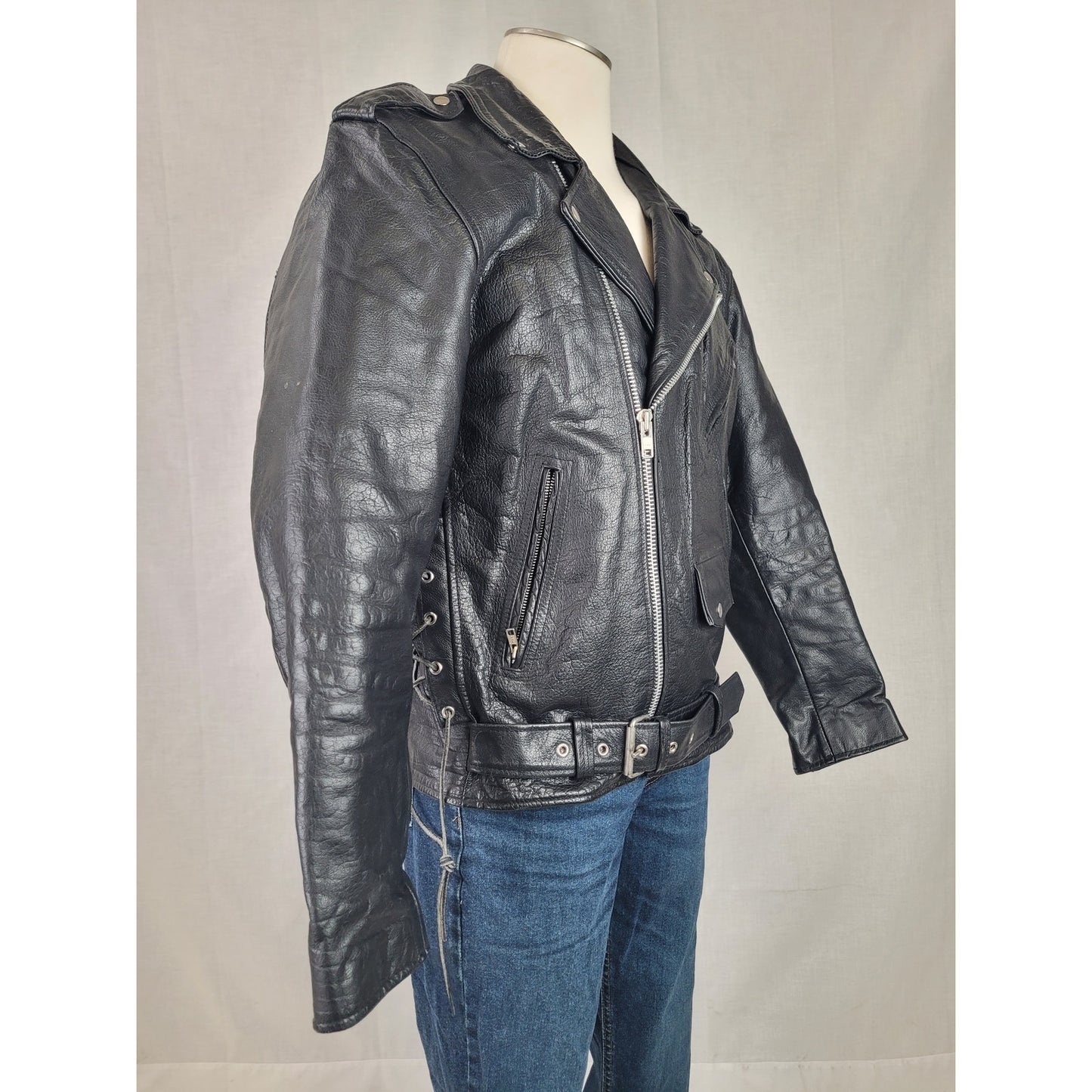 Milwaukee Leather Black Motorcycle Jacket Thick Heavy Moto Rock Men's Sz XL