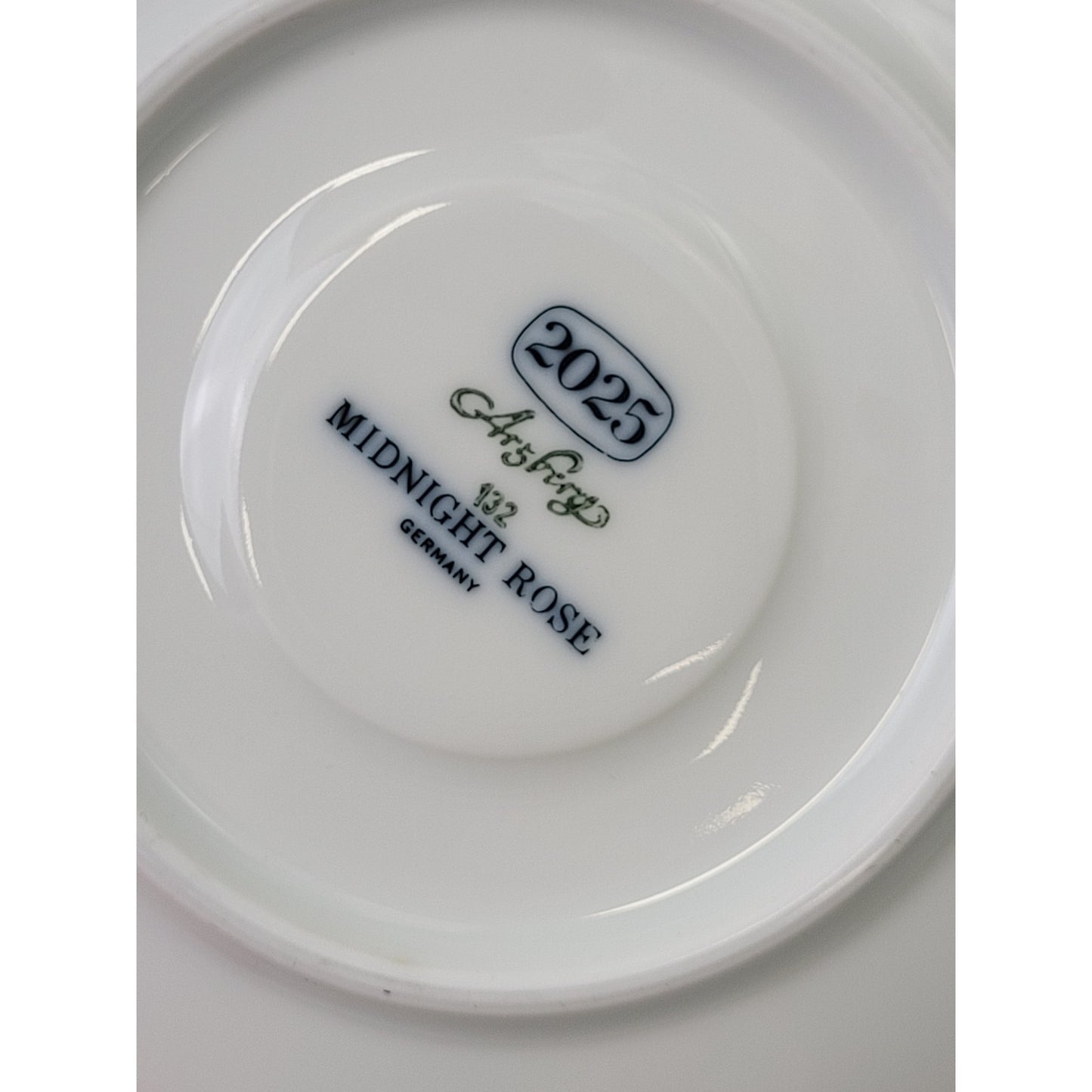 Vintage Set of 5 Arzberg Midnight Rose Teacups & Saucers Germany