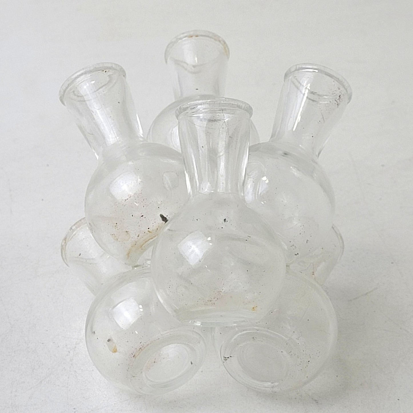 Vintage MCM Bud Vase Cluster 2-Piece Clear Glass 25 Mini Vases