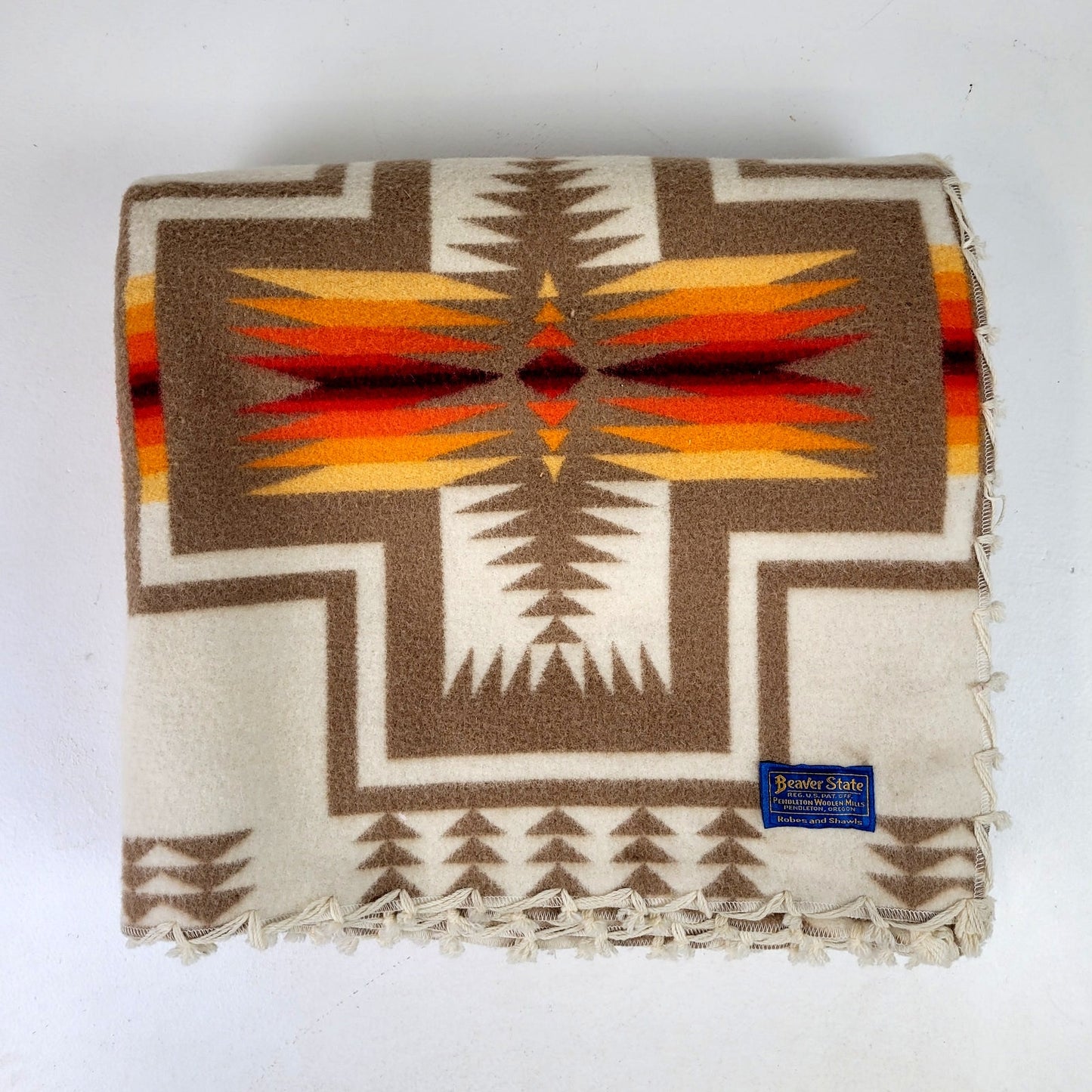 Vintage Pendleton Beaver State Virgin Wool Chief Joseph Throw Blanket
