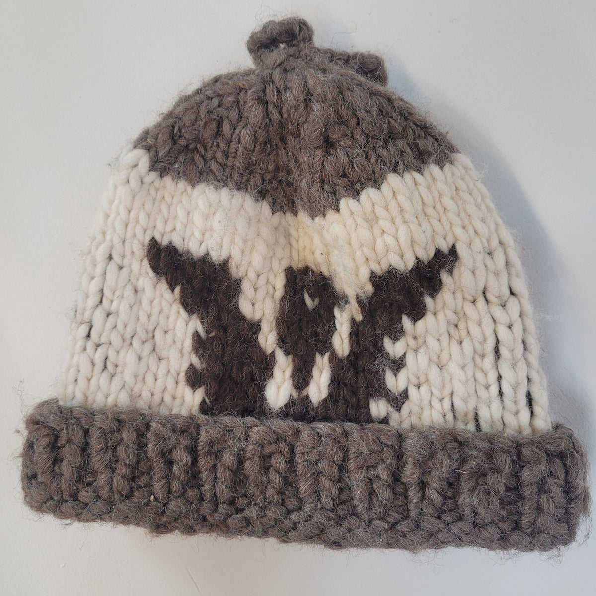 Vintage Heavy-Knit Wool Cowichan Style Zip-Up Sweater w Matching Toque Sz XS