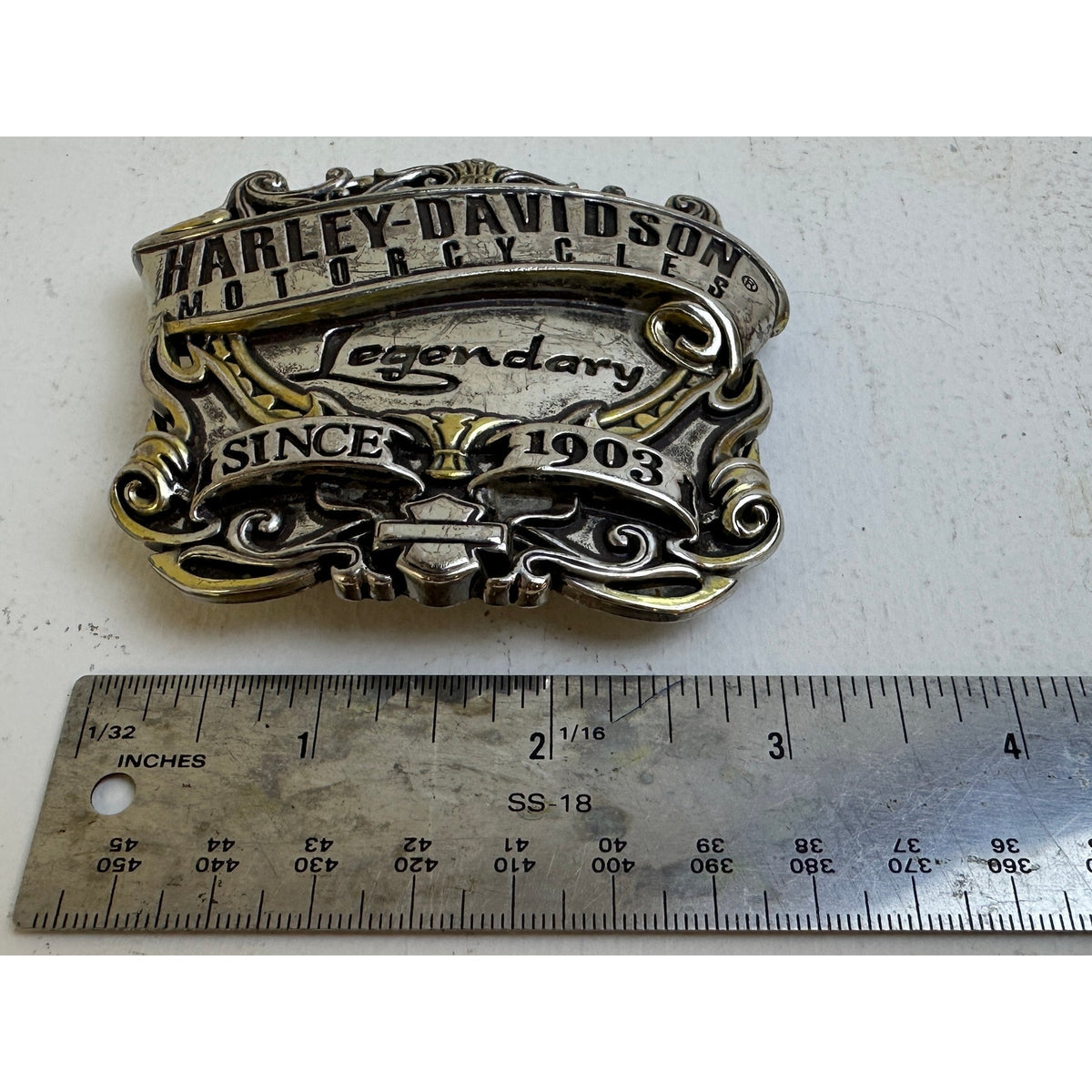 Vintage Harley-Davidson Legendary Since 1903 Two-Tone Belt Buckle