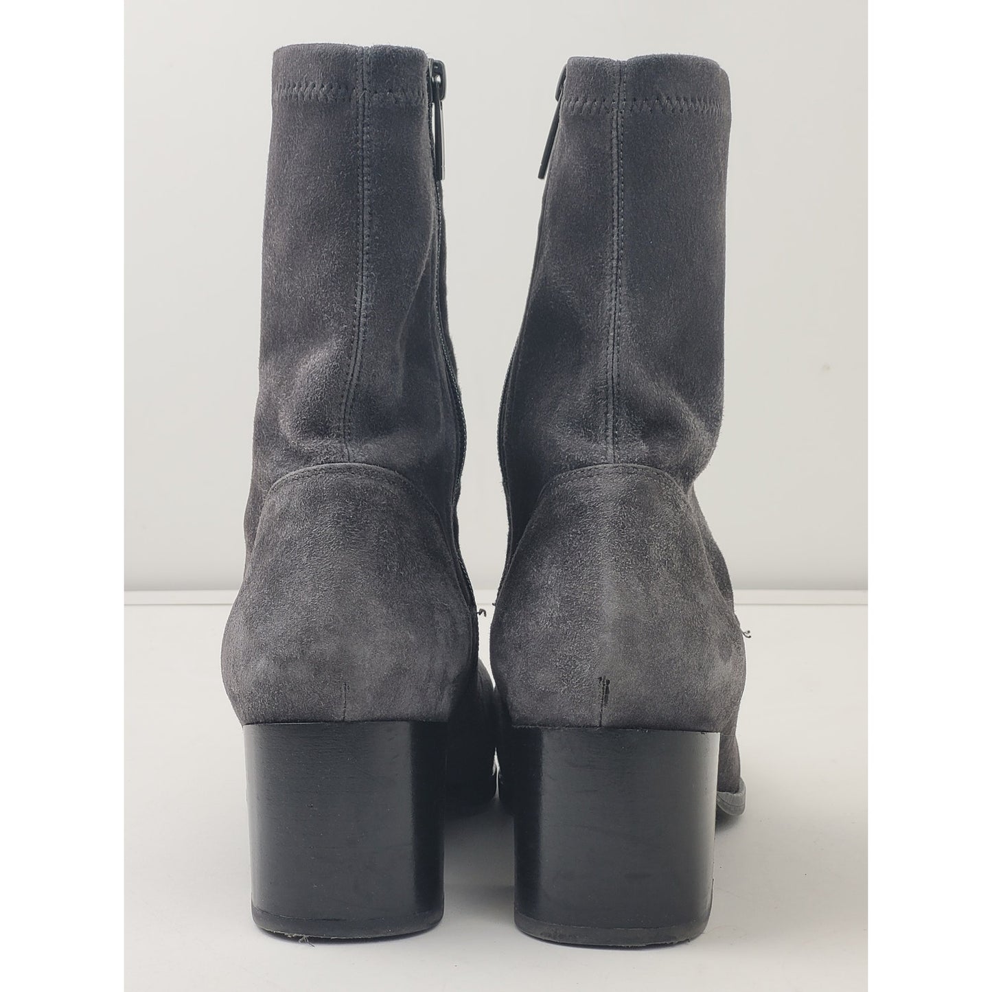 AQUATILIA Grey Suede Side Zip Heeled Boots Sz 9