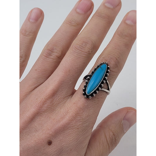 Navajo Sterling Silver Turquoise Ring - Size 8 1/4 - 5.12 grams