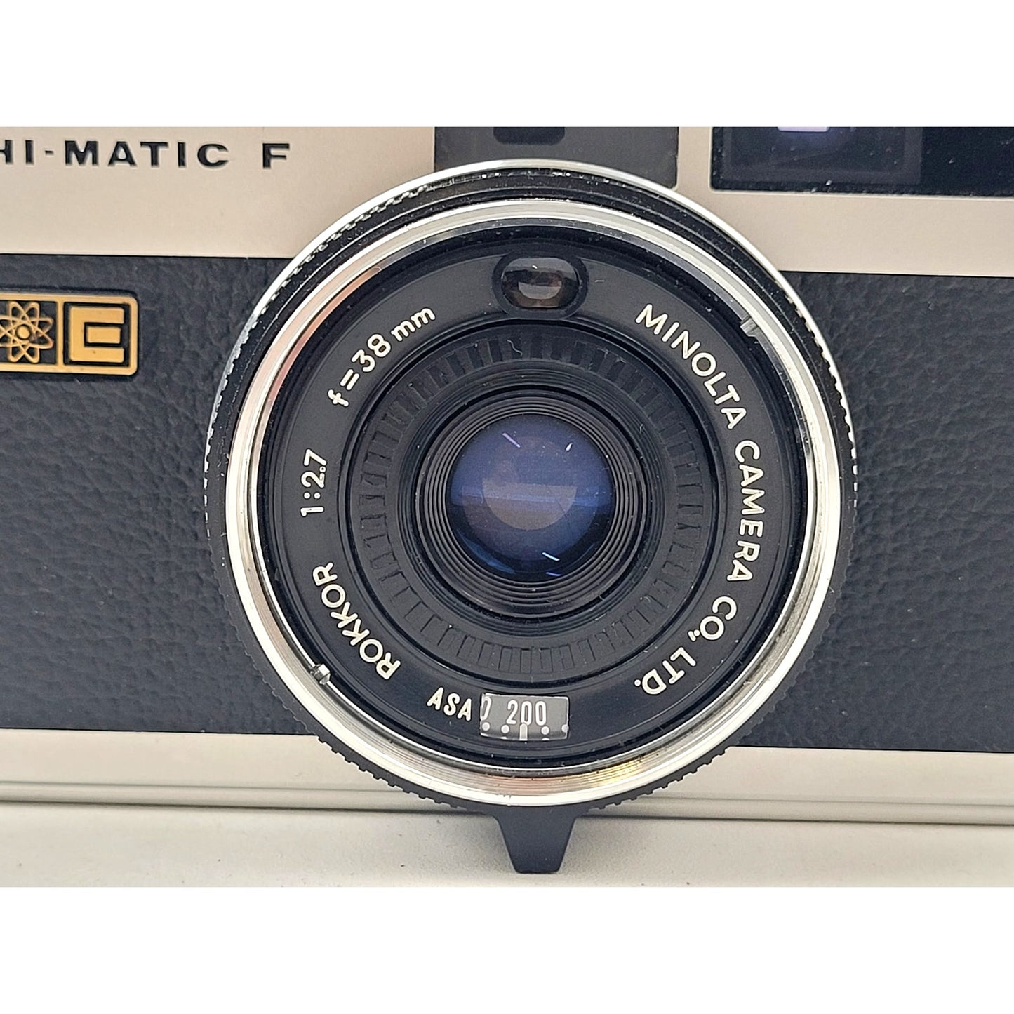Minolta Hi-Matic F Film Camera w Flash, Case & Owner's Manual