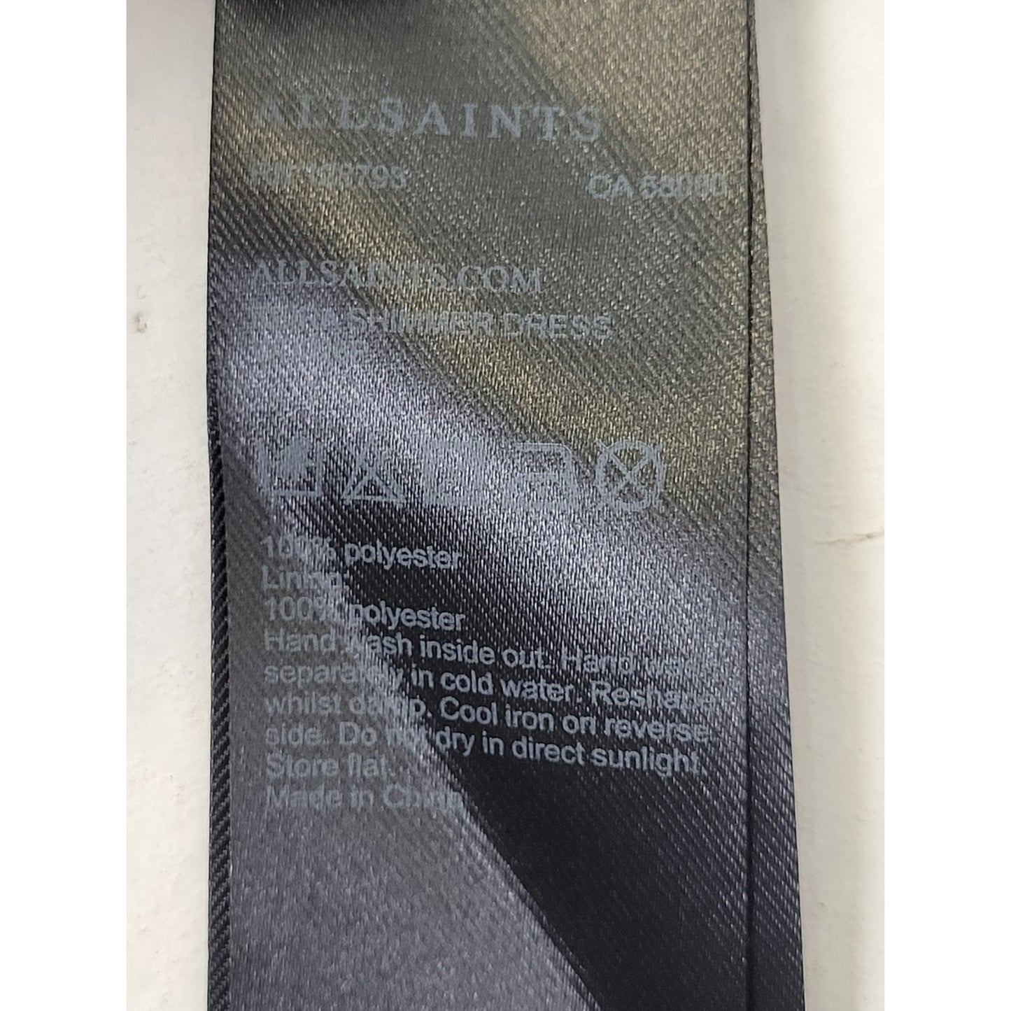 ALLSAINTS Keira Shimmer Flutter Sleeve Handkerchief Hem Dress Sz M