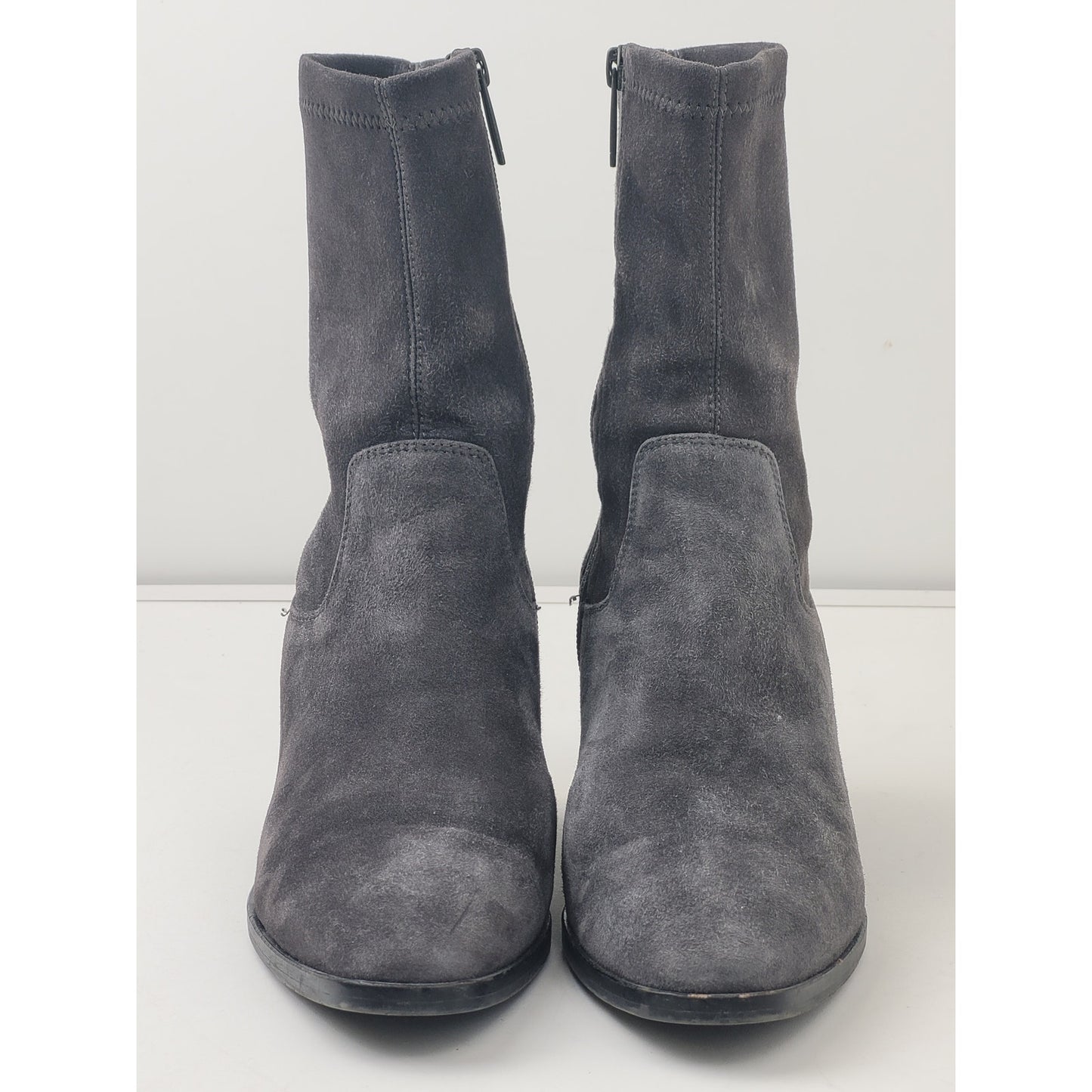 AQUATILIA Grey Suede Side Zip Heeled Boots Sz 9