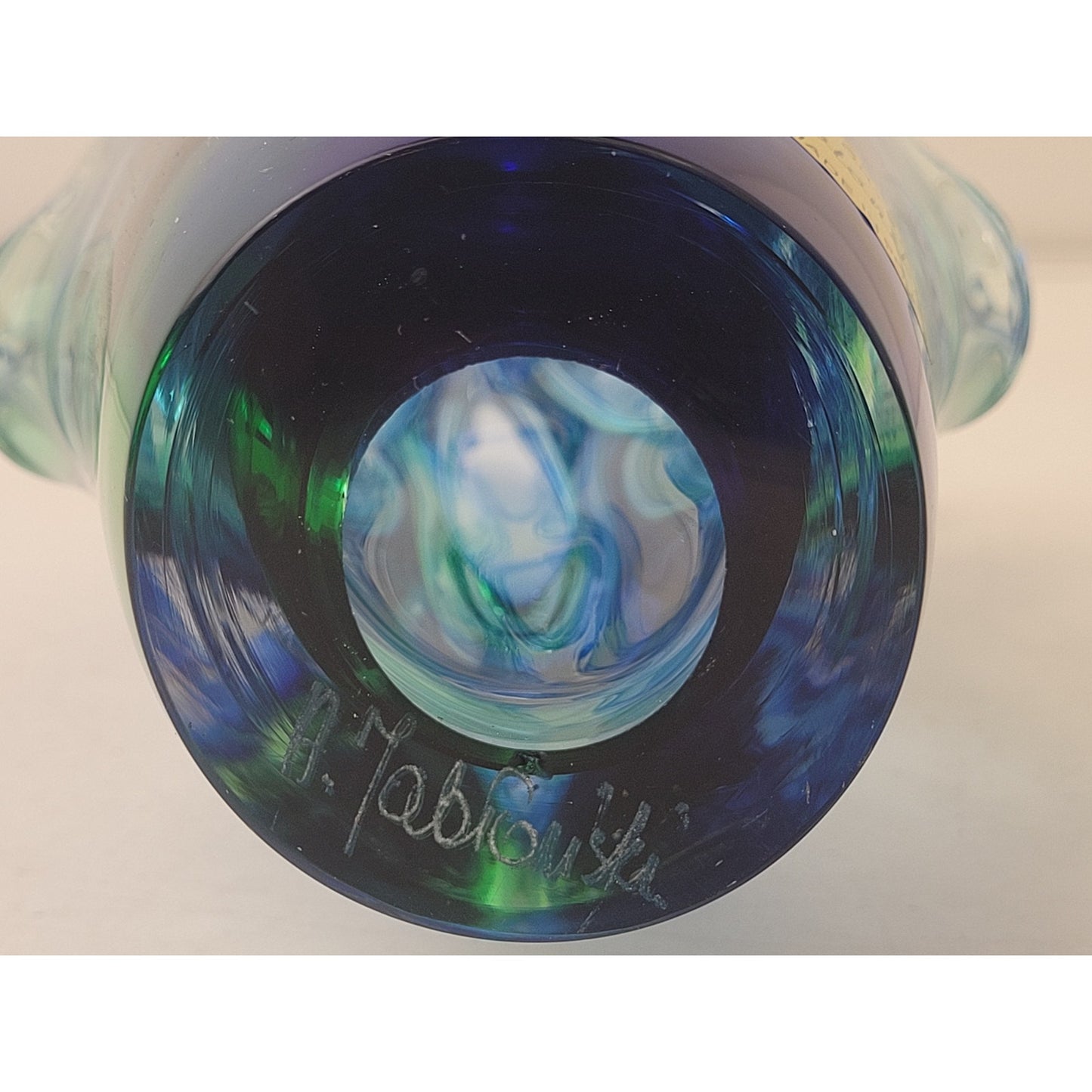 Vintage Adam Jablonski Artisan Hand-Blown Lead Crystal Vase Signed