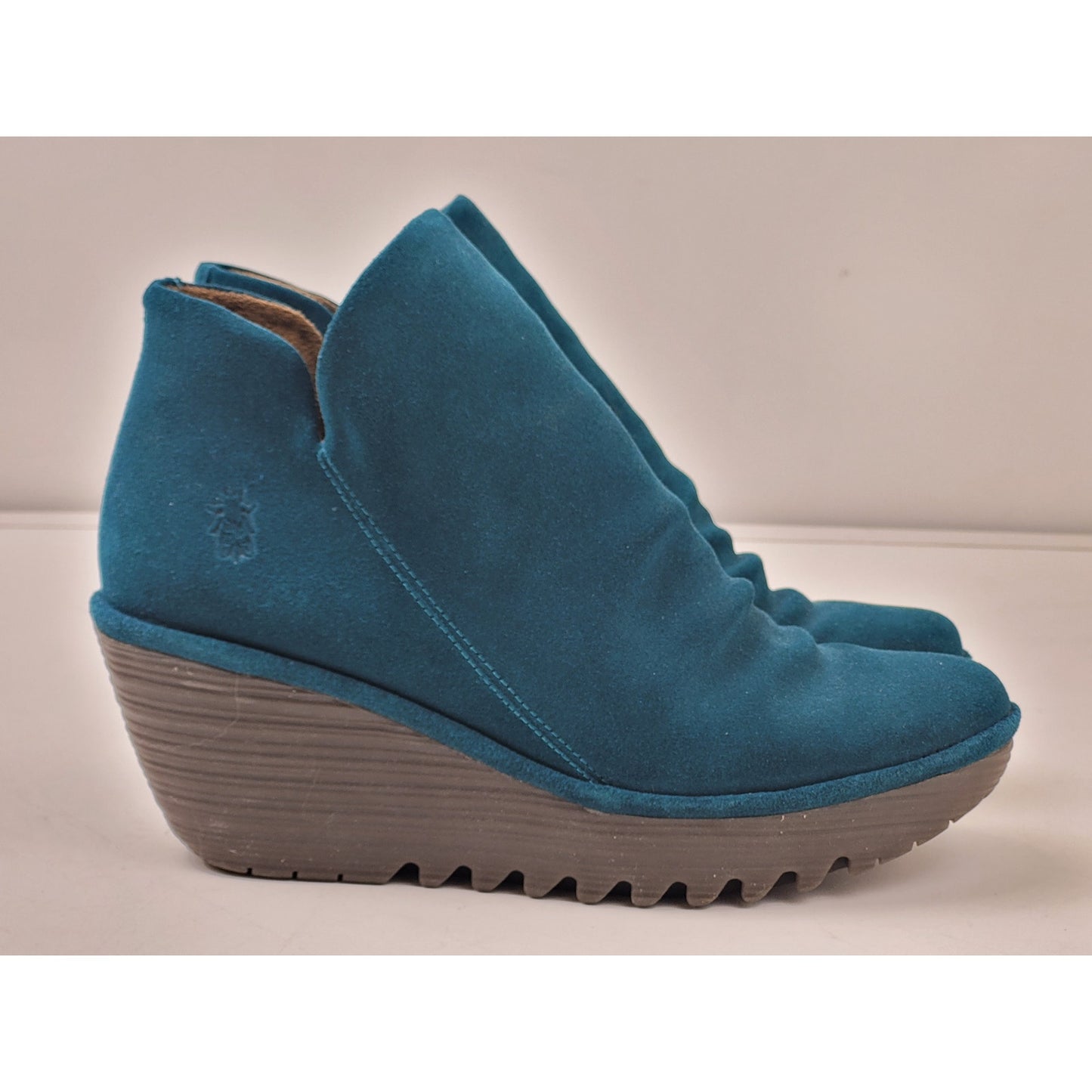 Fly London Yego Wedge Bootie in Teal Women's Sz 38