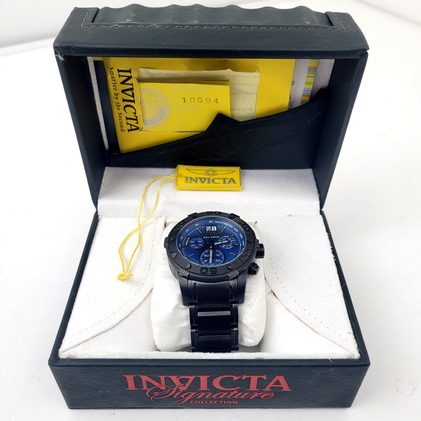 Invicta Signature Collection Chronograph Black & Blue Men's Watch NIB MSRP $675