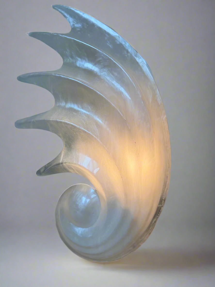 *RARE* Vintage 1970s Large Lucite Seashell Rougier Wall Light