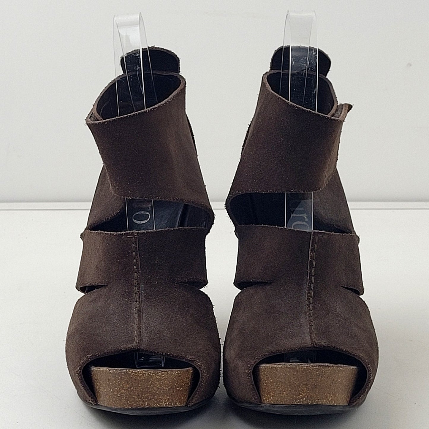 Pedro Garcia Bootie High Heels Brown Leather Suede Sz 37.5