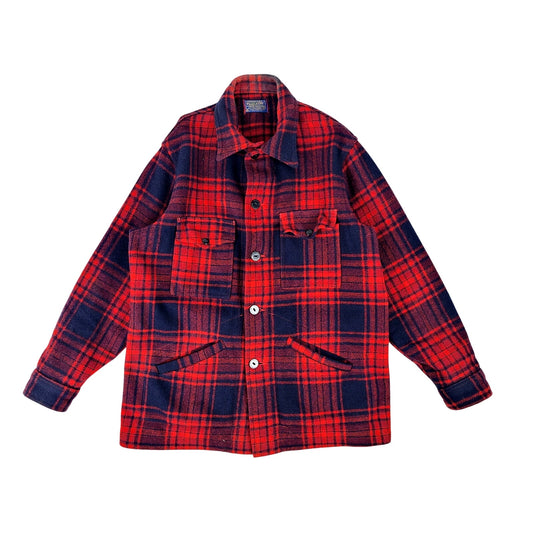 Vintage Pendleton Mackinaw Cruiser Field Jacket Red Blue Plaid Men's Sz M/L